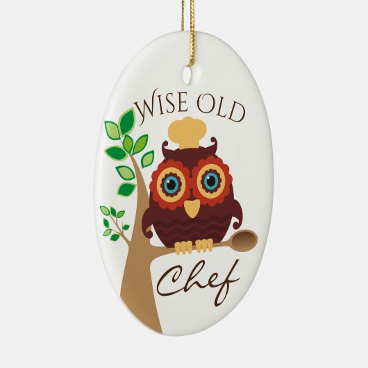 Uil wijze oude chef-kok culinaire kerst ornament (Rechts)