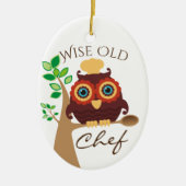 Uil wijze oude chef-kok culinaire kerst ornament (Voorkant)