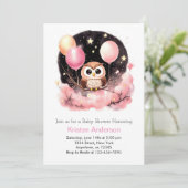 Uil Wildflower Woodland Dreamy Meisje Baby shower Kaart (Staand voorkant)