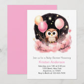 Uil Wildflower Woodland Dreamy Meisje Baby shower Kaart (Voorkant / Achterkant)