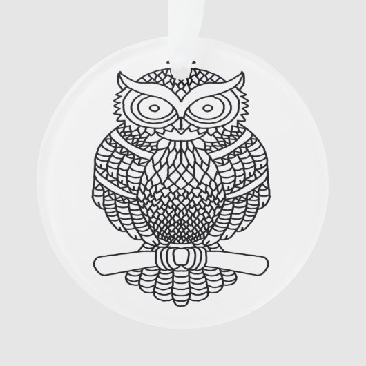 Uil (wit) - Acrylaat Ornament (voorkant)