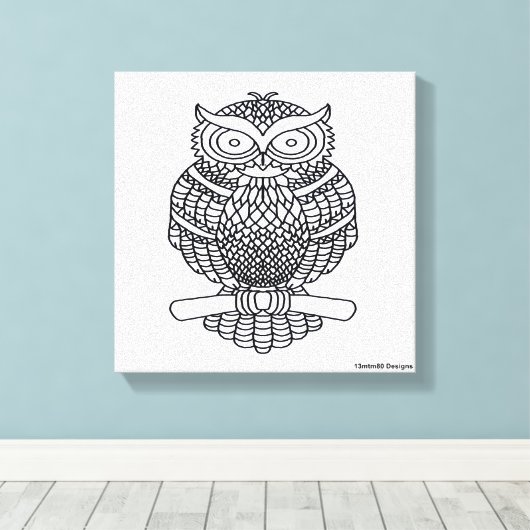 Uil (wit) - Canvas Afdruk (Insitu (Houten vloer))