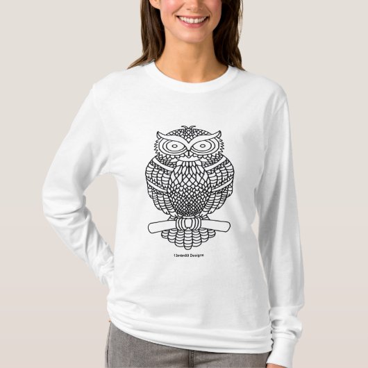 Uil (wit) - Dames Lange Mouwen T-shirt (Voorkant)