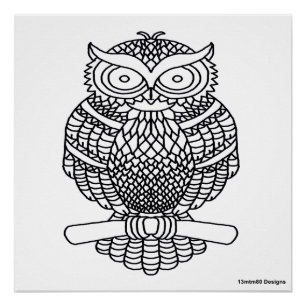 Uil (wit) - Poster Print