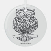 Uil (wit rond) - Glas Ornament (Voorkant)