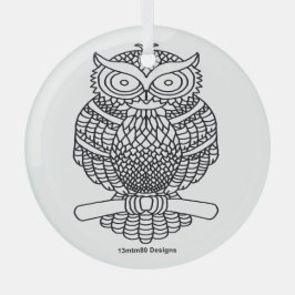 Uil (wit rond) - Glas Ornament