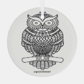 Uil (wit rond) - Glas Ornament (Achterkant)