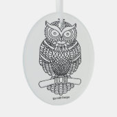 Uil (wit rond) - Glas Ornament (Voorkant Rechts)