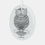 Uil (wit rond) - Glas Ornament (Voorkant links)