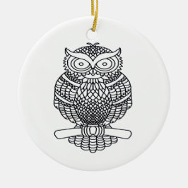Uil (wit rond) - Keramisch Ornament