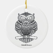 Uil (wit rond) - Keramisch Ornament (Achterkant)