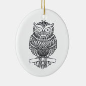 Uil (wit rond) - Keramische kerstbal Keramisch Ornament (Rechts)