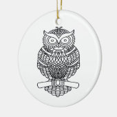 Uil (wit rond) - Keramische kerstbal Keramisch Ornament (Links)