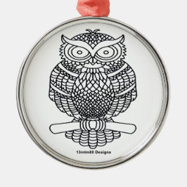 Uil (wit rond) - Premium Ornament