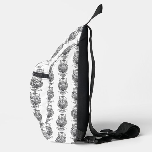 Uil (wit) - Schoudertas Sling Bag (Rechts)