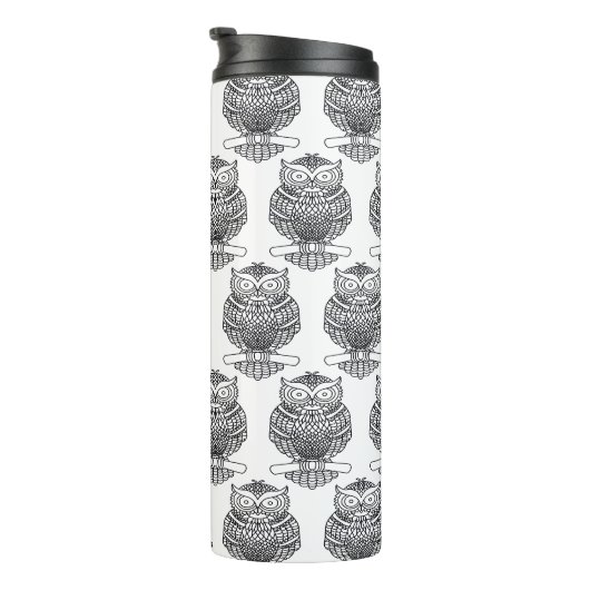 Uil (wit) - Thermische tumbler Thermosbeker (Geroteerd rechts)