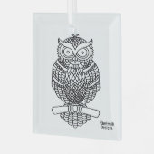 Uil (wit vierkant) - Glas Ornament (Voorkant links)