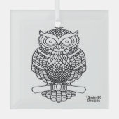 Uil (wit vierkant) - Glas Ornament (Voorkant)