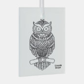 Uil (wit vierkant) - Glas Ornament (Voorkant Rechts)