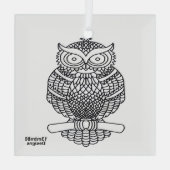 Uil (wit vierkant) - Glas Ornament (Achterkant)