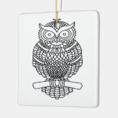 Uil (wit vierkant) - Keramisch Ornament (Links)