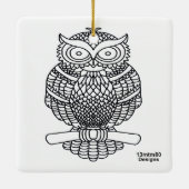 Uil (wit vierkant) - Keramisch Ornament (Achterkant)