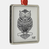 Uil (wit vierkant) - Premium Ornament (Rechts)