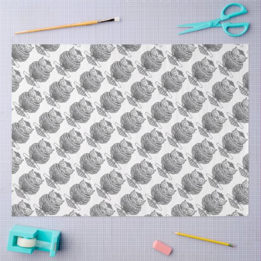 Uil (wit) - Weefselpapier Tissuepapier (Craft)