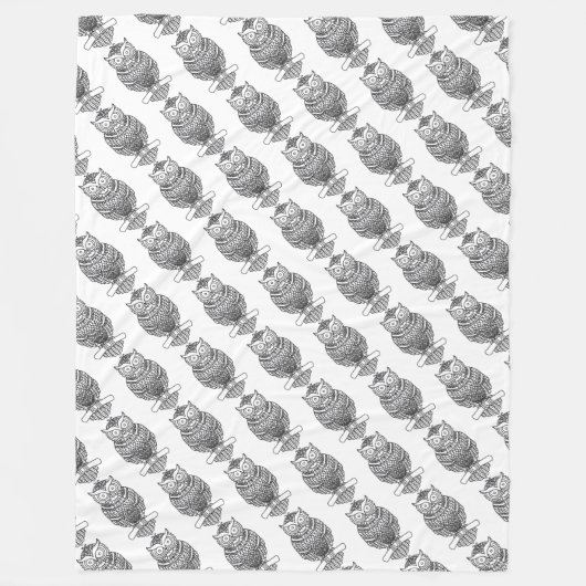 Uil (wit) - wollen deken (Voorkant)