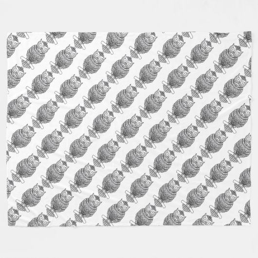 Uil (wit) - wollen deken (Voorkant (Horizontaal))