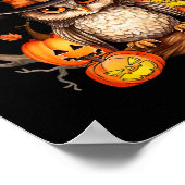Uil Witch Pet Pompoen Spooky Halloween Kinder Mann Poster (Hoek)