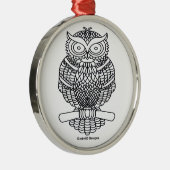 Uil (witte ronde) - Premium Ornament (Rechts)