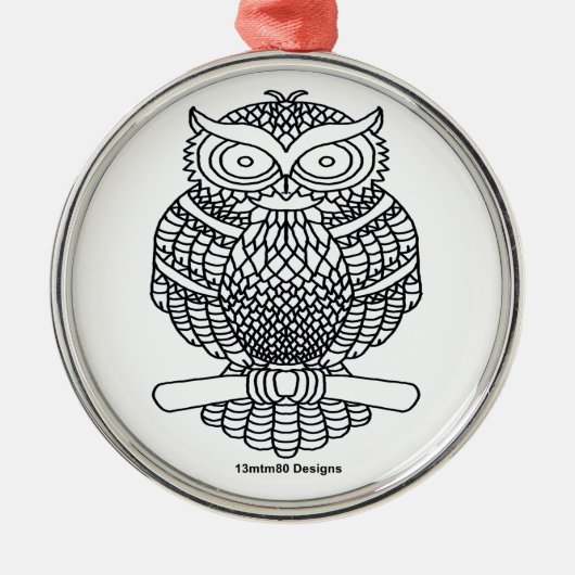 Uil (witte ronde) - Premium Ornament (Voorkant)