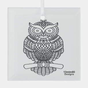 Uil (witte vierkant) - Glasornament Glas Ornament