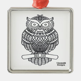 Uil (witte vierkant) - Premium Ornament