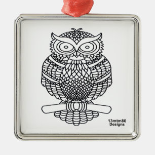 Uil (witte vierkant) - Premium Ornament