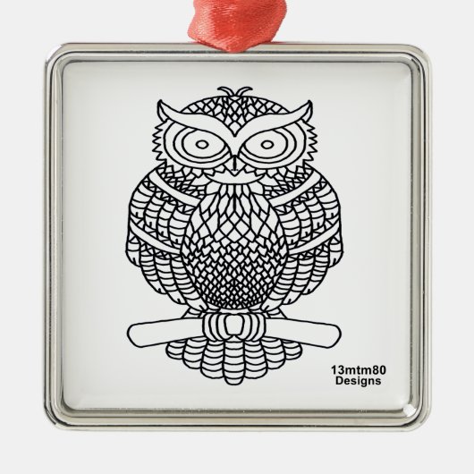 Uil (witte vierkant) - Premium Ornament (Voorkant)