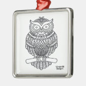 Uil (witte vierkant) - Premium Ornament (Links)