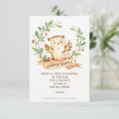 Uil Woodland Baby shower Luier Raffle Ticket Informatiekaartje (Staand voorkant)