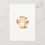 Uil Woodland Baby shower Luier Raffle Ticket Informatiekaartje (Achterkant)