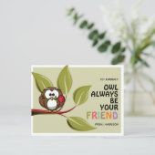 'Uil zal altijd je vriend zijn' Valentijnskaart vo Feestdagenkaart (Staand voorkant)