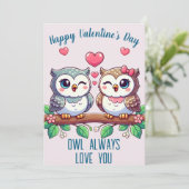 Uil zal altijd van je houden feestdagenkaart (Staand voorkant)