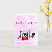 Uil Zal Altijd Van Je Houden Valentijnsdag Kaart (Gele Bloem)