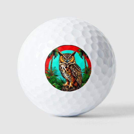 Uil zit op een rots golfballen (Voorkant)