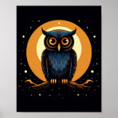 Uil Zittend op Boomtak Volle Maan Poster (Voorkant)