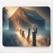 Uil zittend op een Boerderijen hekpaal Muismat (Voorkant)