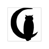 Uil zittend op halve maan silhouet kunst stempel (Afrduk)