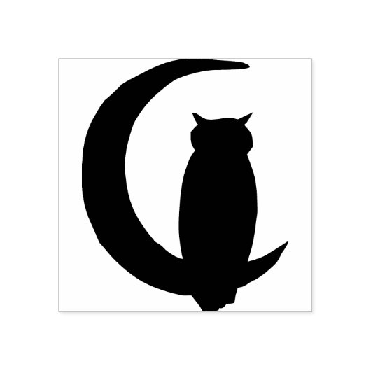 Uil zittend op halve maan silhouet kunst stempel (Afrduk)
