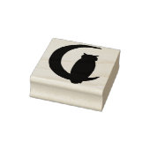 Uil zittend op halve maan silhouet kunst stempel (Stempel)
