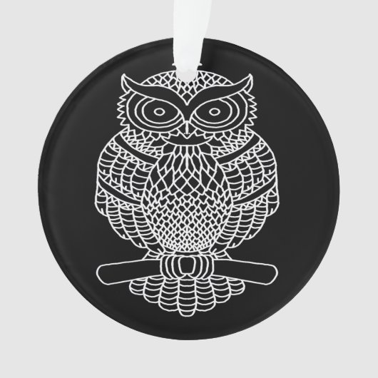 Uil (zwart) - Acrylaat Ornament (voorkant)
